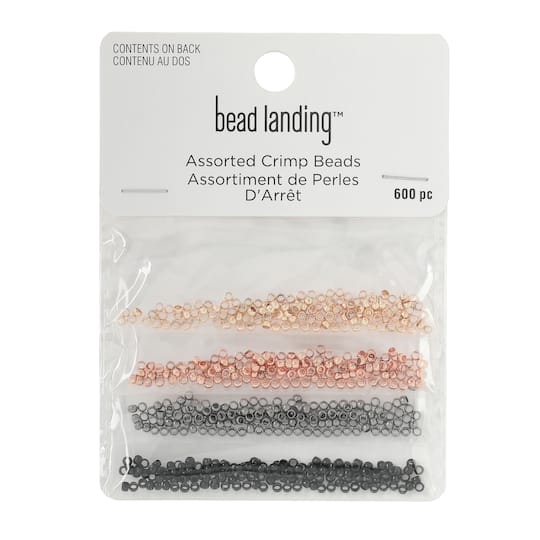 12 Packs: 600 ct. (7,200 total) 2mm Assorted Colors Metal Crimp Beads by Bead Landing™